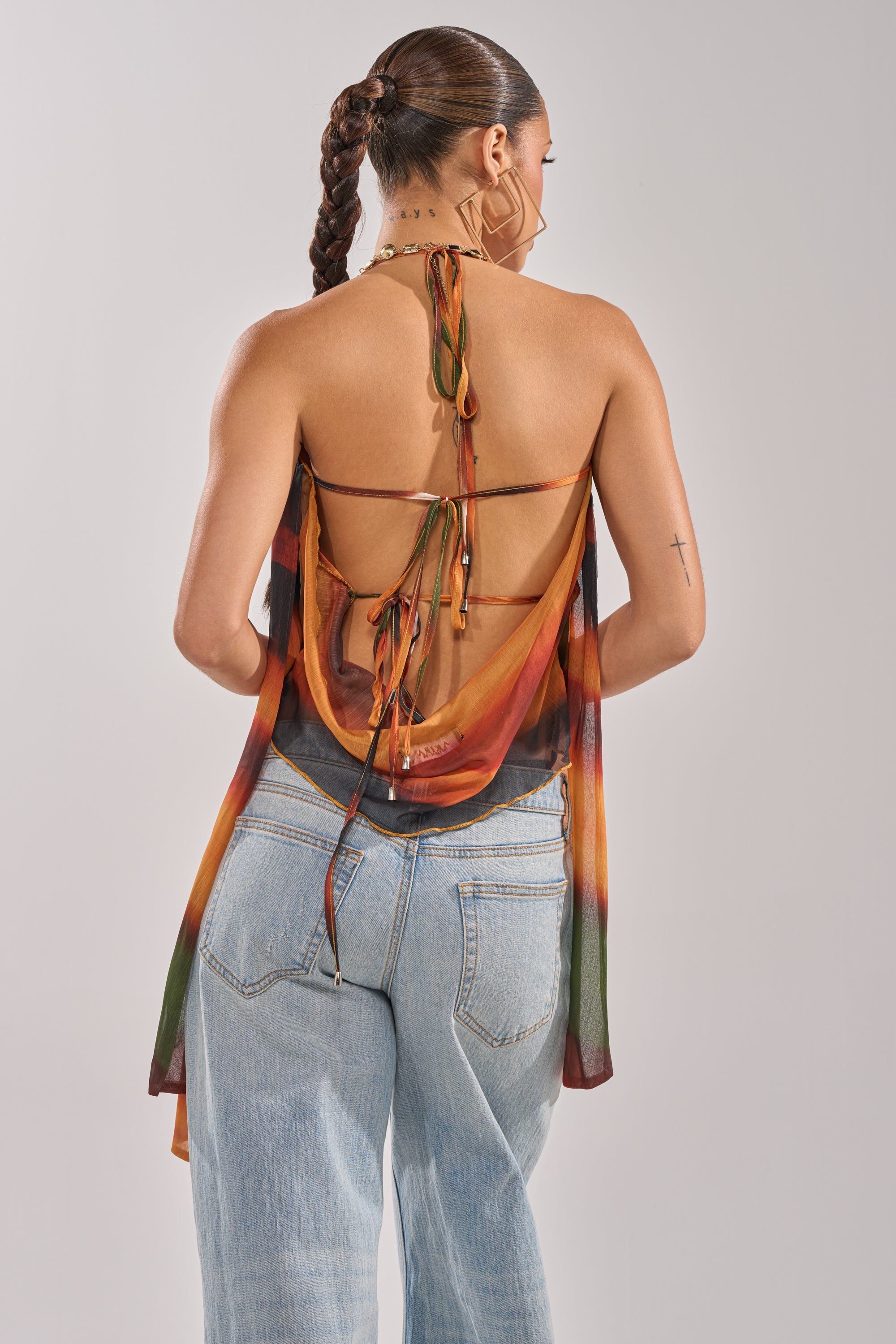 SELENA DEEP COWL HALTER TOP