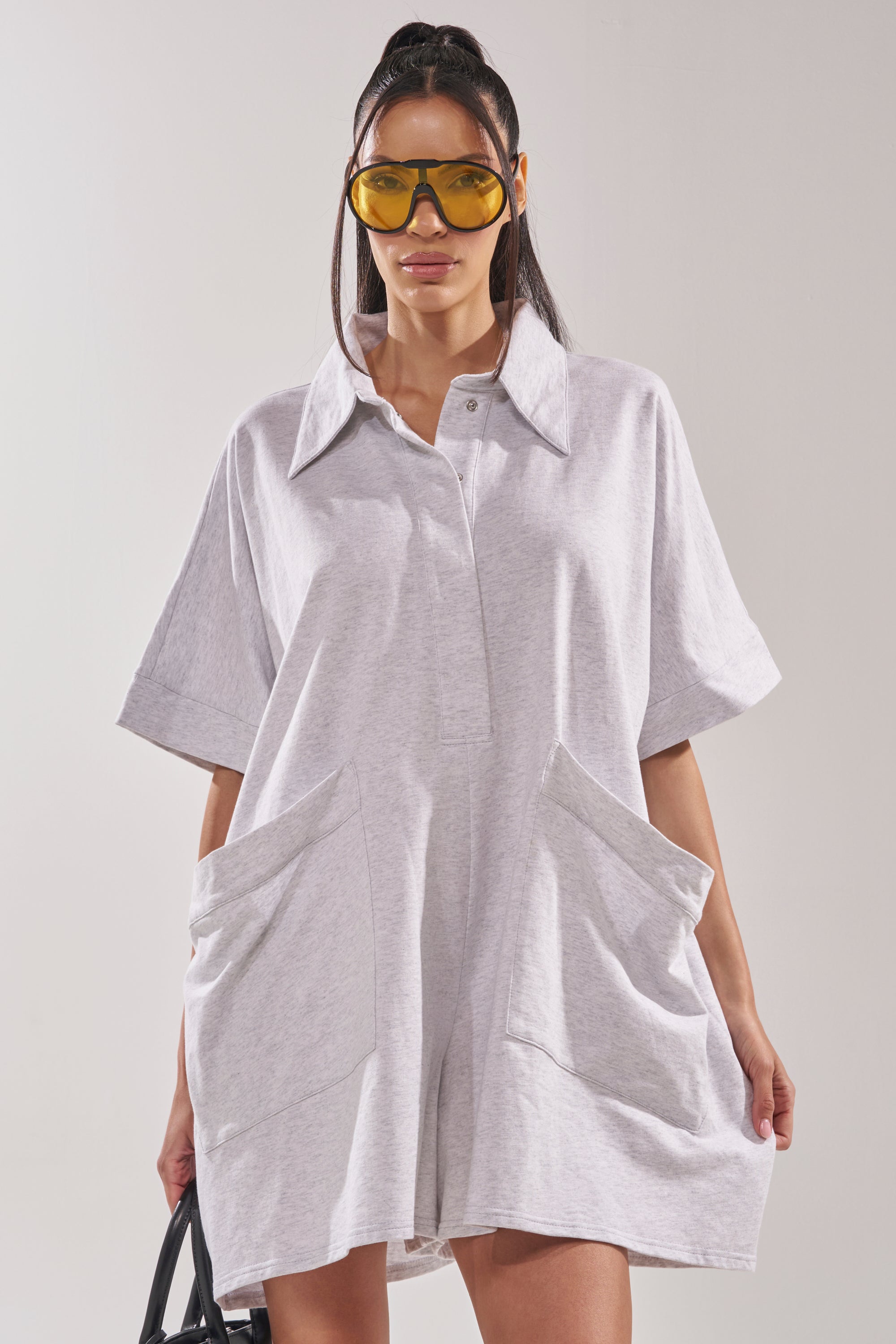 SHE'S RICH OVERSIZED FRENCH TERRY ROMPER