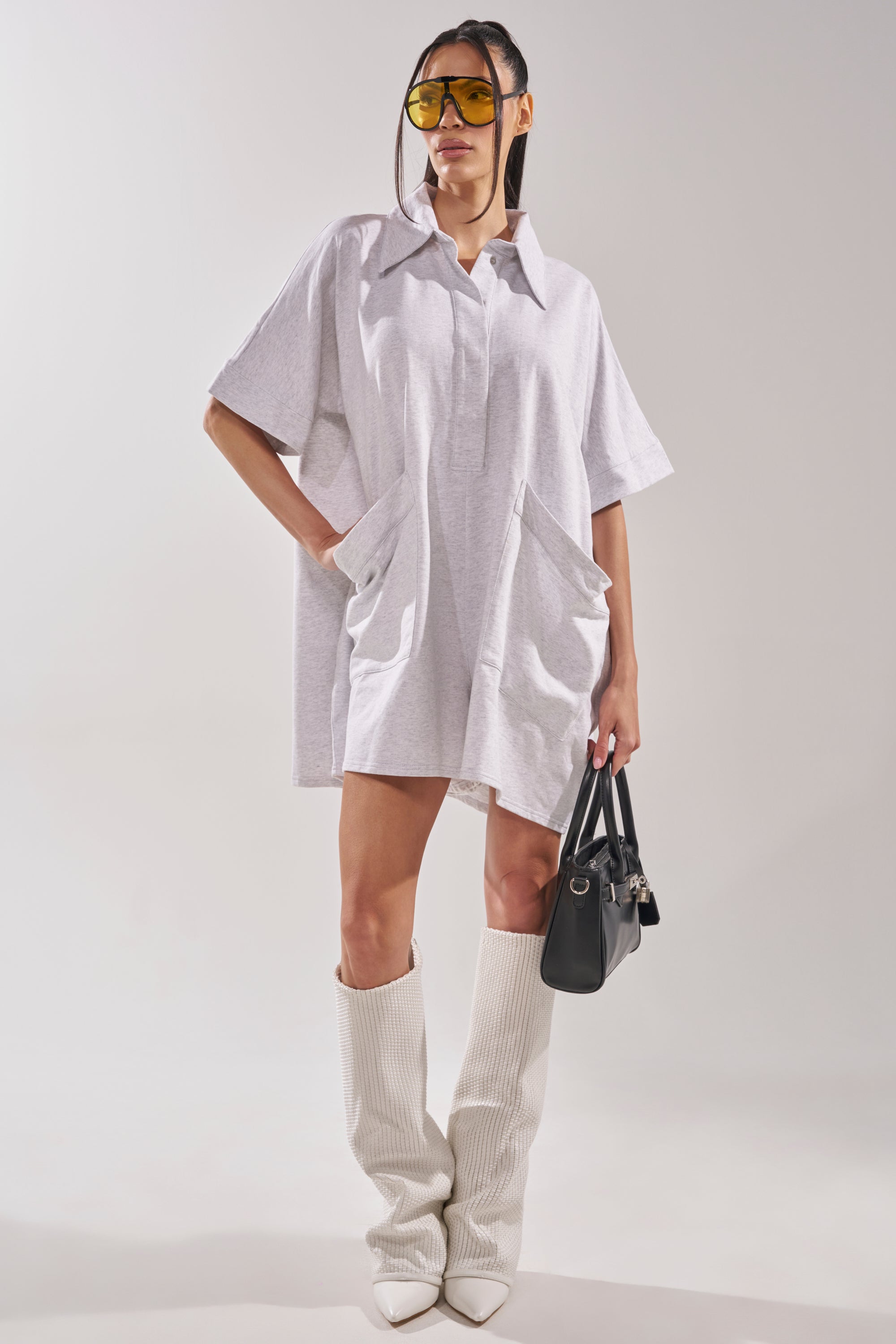 SHE'S RICH OVERSIZED FRENCH TERRY ROMPER