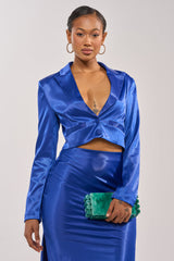 IN THE CLOUDS SATIN BLAZER