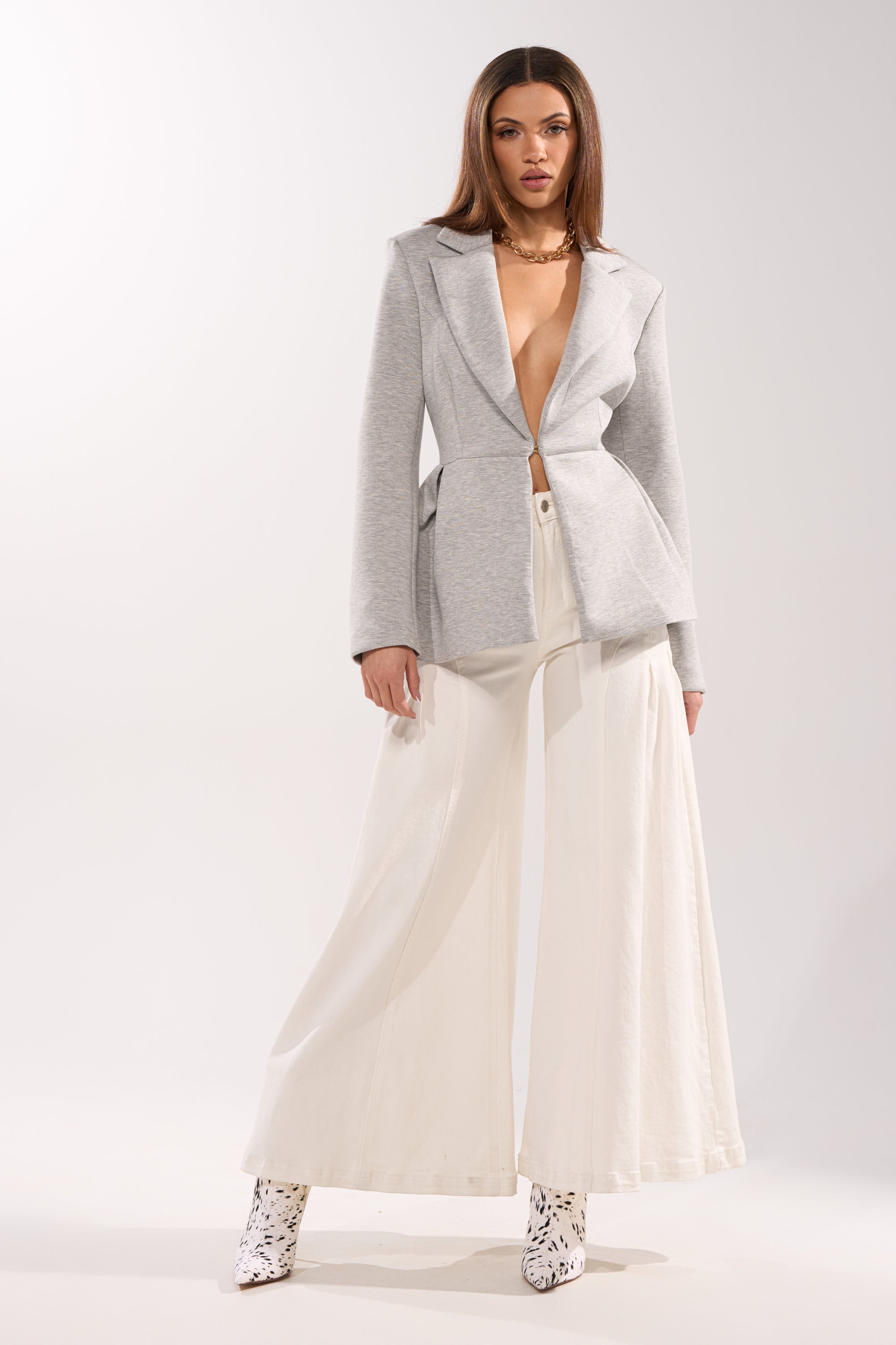 CANARY PEPLUM BLAZER IN SCUBA