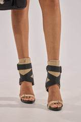 AZALEA WANG KIVA KHAKI STILETTO SPORTY SANDAL