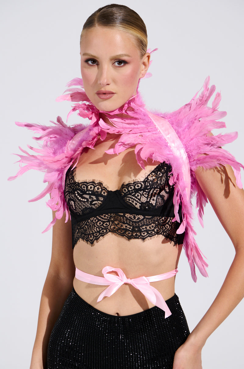 HERE FOR THE DRAMA FEATHER BOLERO