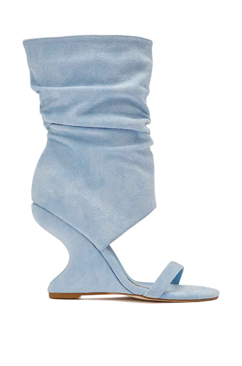 AZALEA WANG KYVELISA BLUE WEDGE OPEN TOE BOOTIE