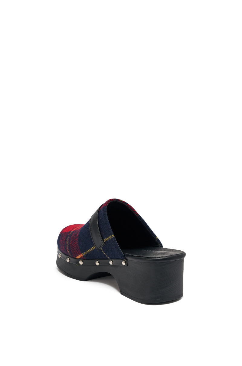 AZALEA WANG LATIFAH RED PLAID CHUNKY HEEL MULE