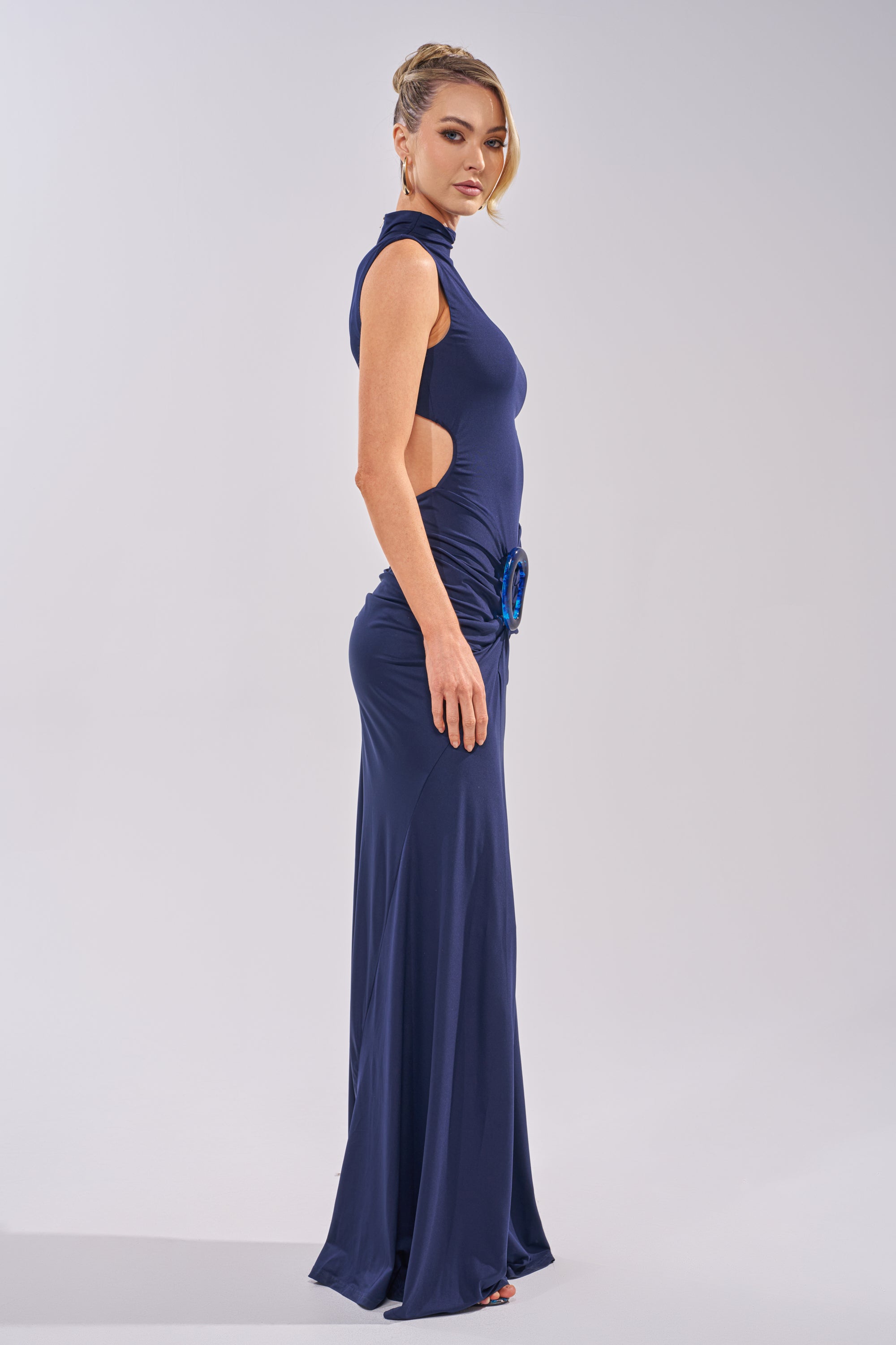 BE MY DATE BODYCON MAXI DRESS IN NAVY