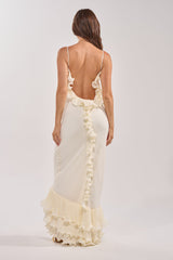 LOVE ME OR LOSE ME RUFFLE MAXI DRESS IN IVORY