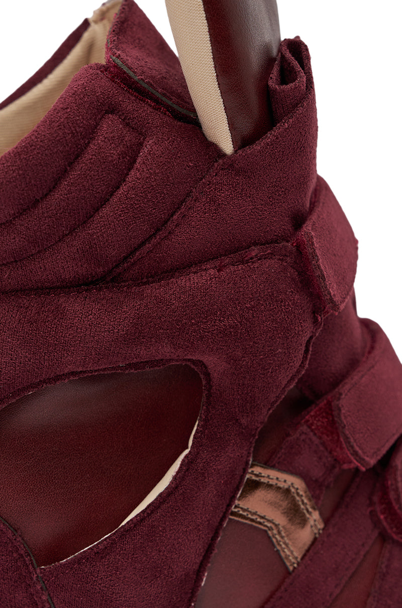 MARANTO BURGUNDY WEDGE FAUX SUEDE SNEAKER