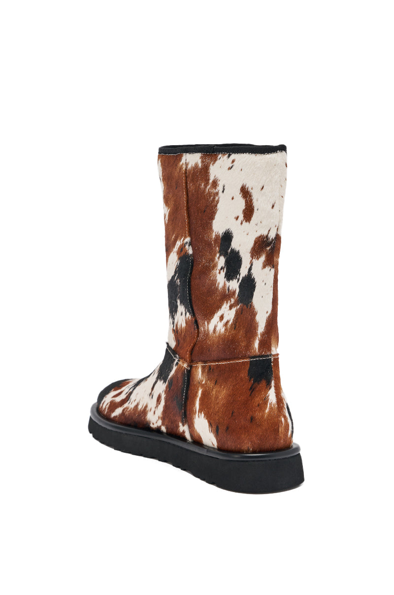 AZALEA WANG MARLEIGH COW FLAT BOOTIE