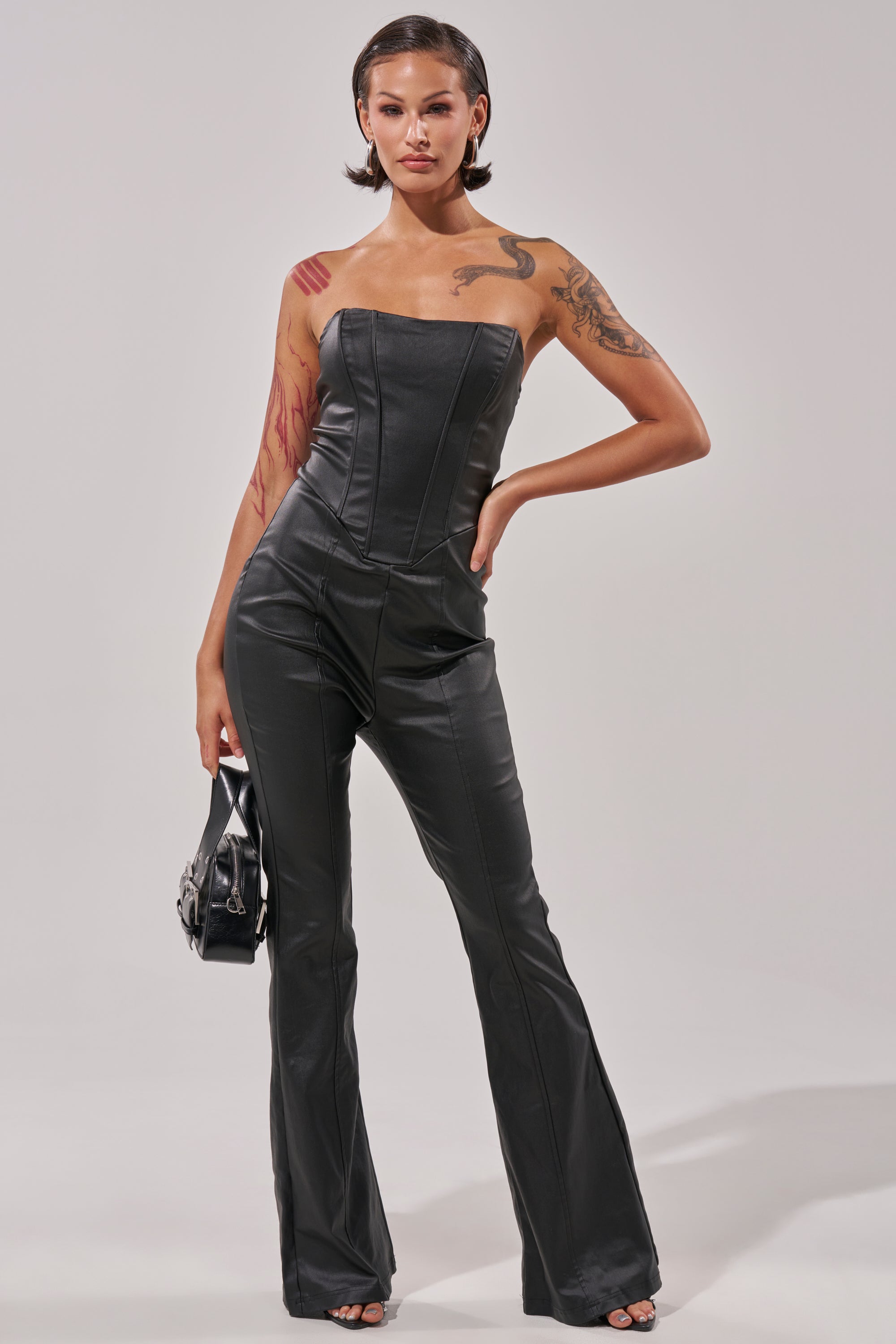 HOT GIRL PU JUMPSUIT