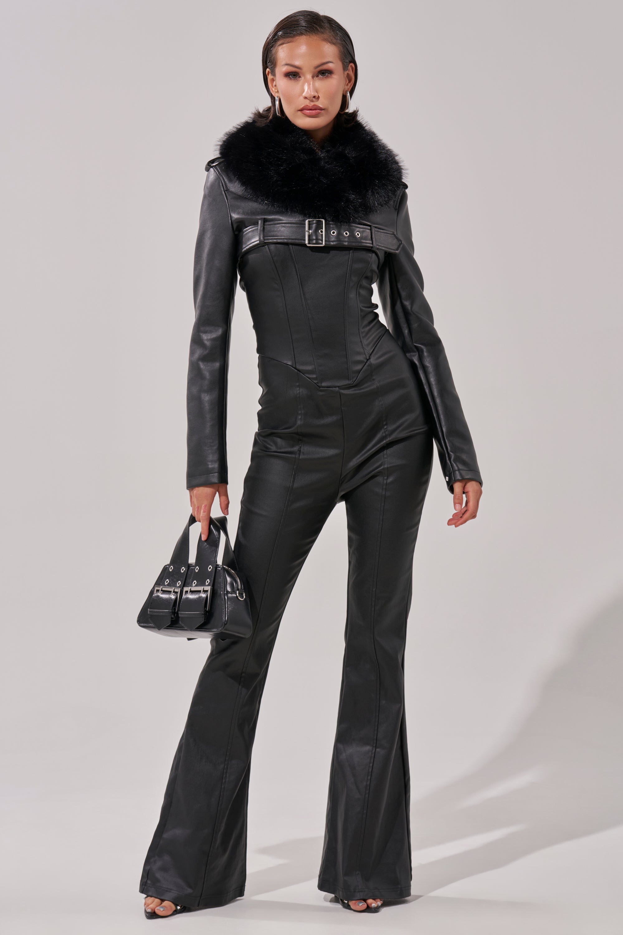 HOT GIRL PU JUMPSUIT