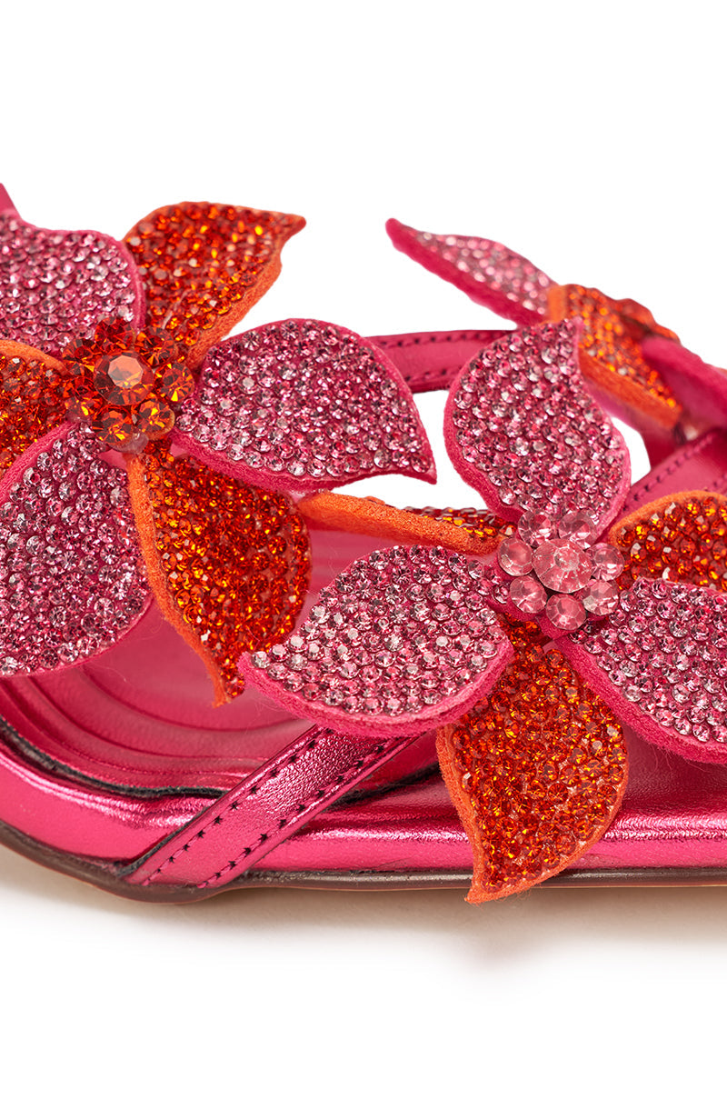 AZALEA WANG NERIYA PINK RHINESTONE FLOWER STILETTO SANDAL