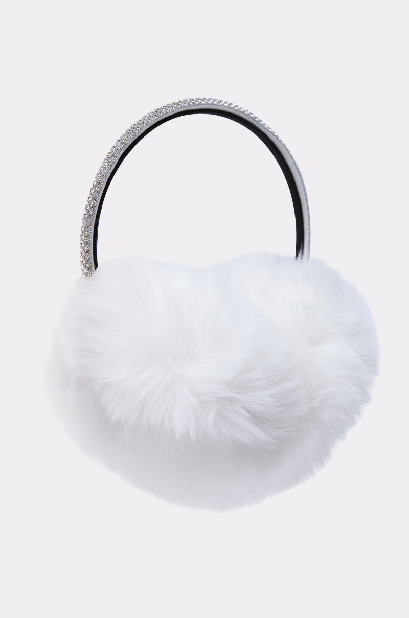 EXTRA RHINESTONE EAR MUFFS IN WHITE