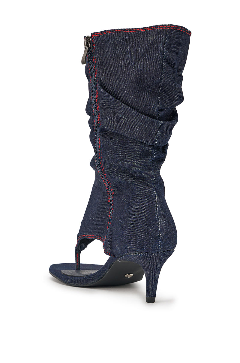 AZALEA WANG NIAMH DENIM GLADIATOR KITTEN HEEL SANDAL