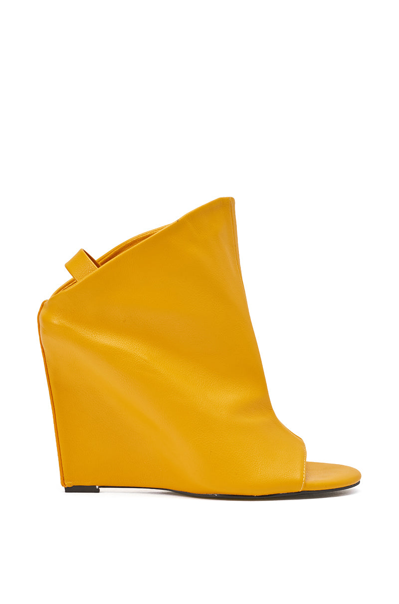 AZALEA WANG NOVIS YELLOW WEDGE BOOTIE