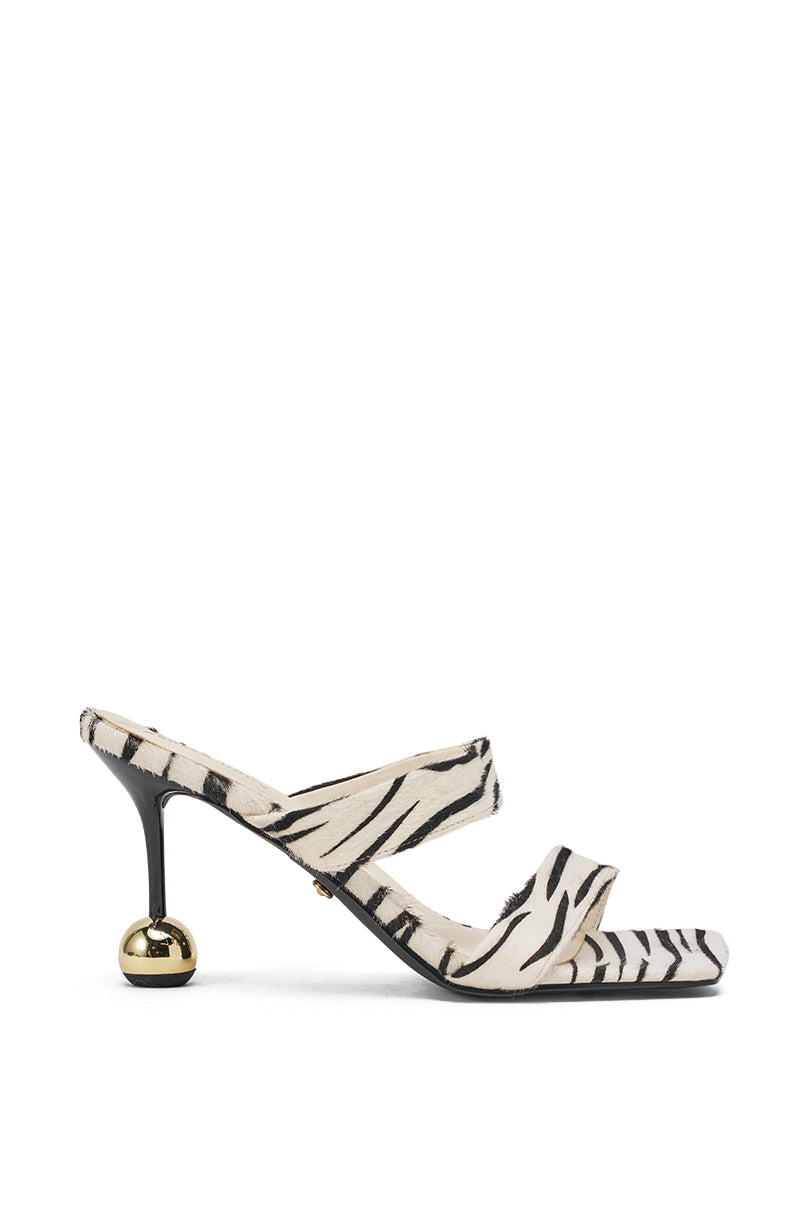 AZALEA WANG OPHIEL ZEBRA PONY HAIR SANDAL