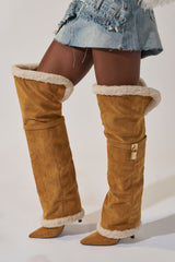 AZALEA WANG RACHANA TAN SHERPA STILETTO BOOT