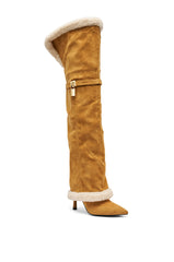 AZALEA WANG RACHANA TAN SHERPA STILETTO BOOT