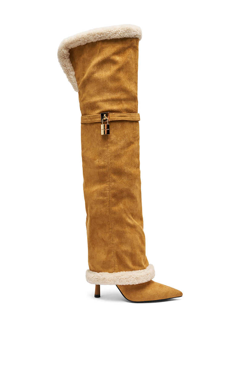 AZALEA WANG RACHANA TAN SHERPA STILETTO BOOT