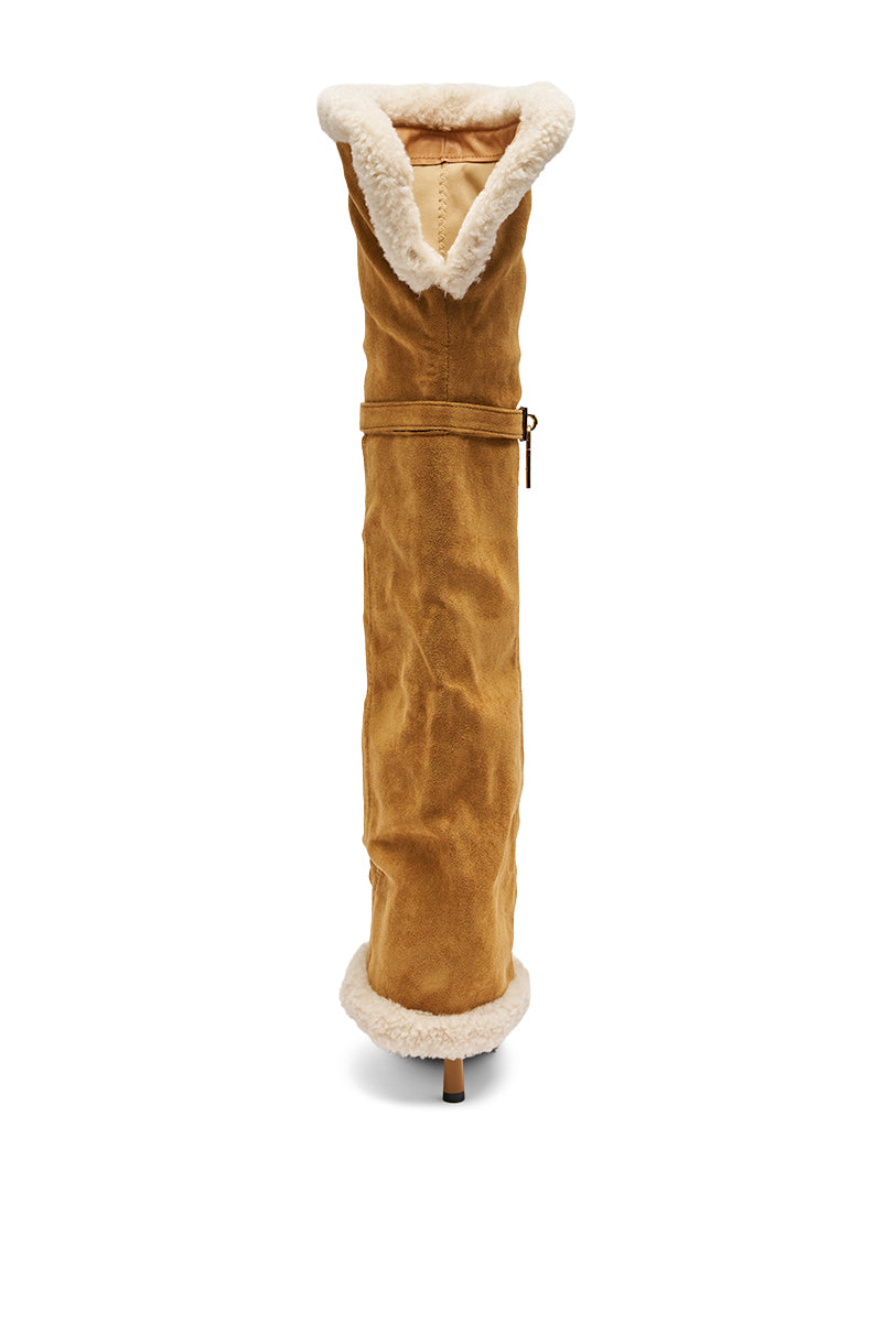 AZALEA WANG RACHANA TAN SHERPA STILETTO BOOT