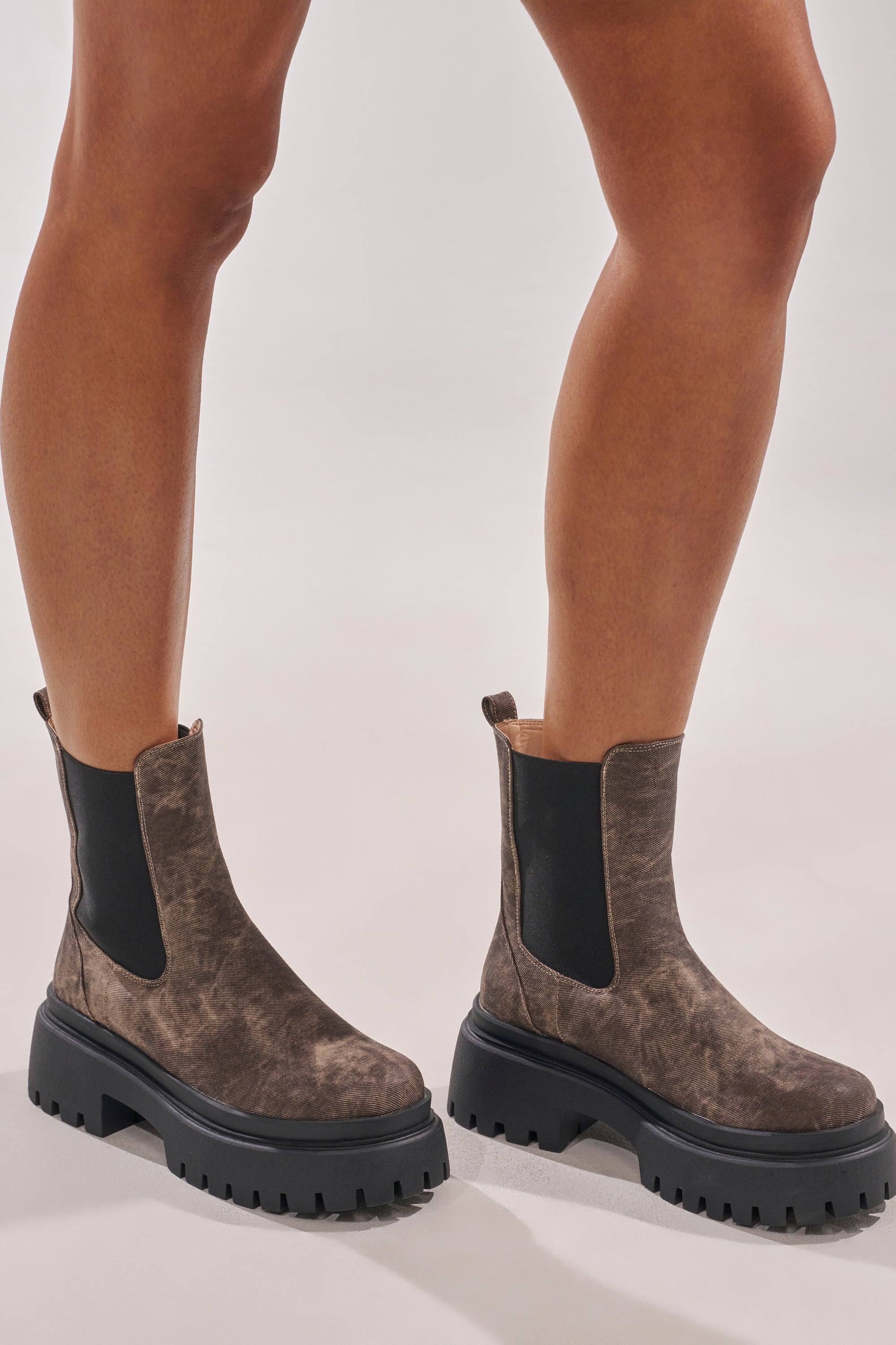 AZALEA WANG RAMPAGE BROWN DISTRESSED TWO PIECE COMBAT BOOT