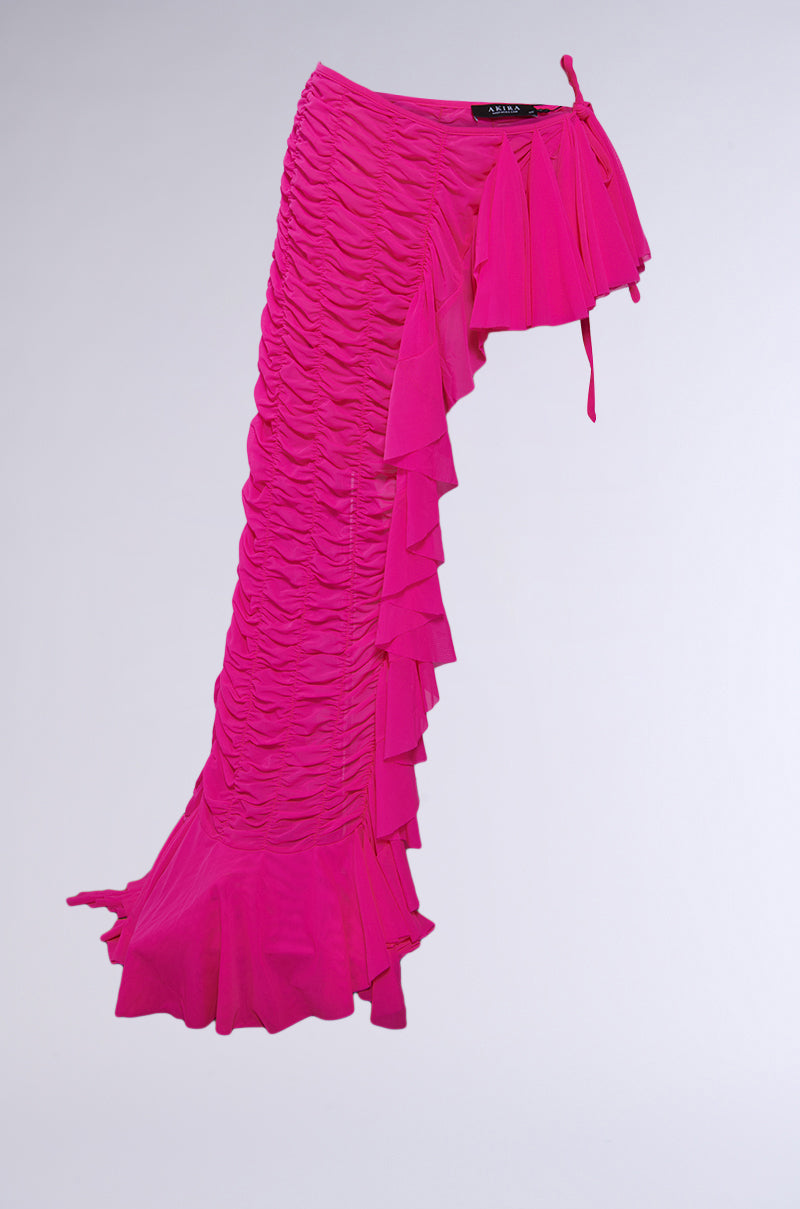 LAYERED UP MESH RUFFLE BELT SKIRT