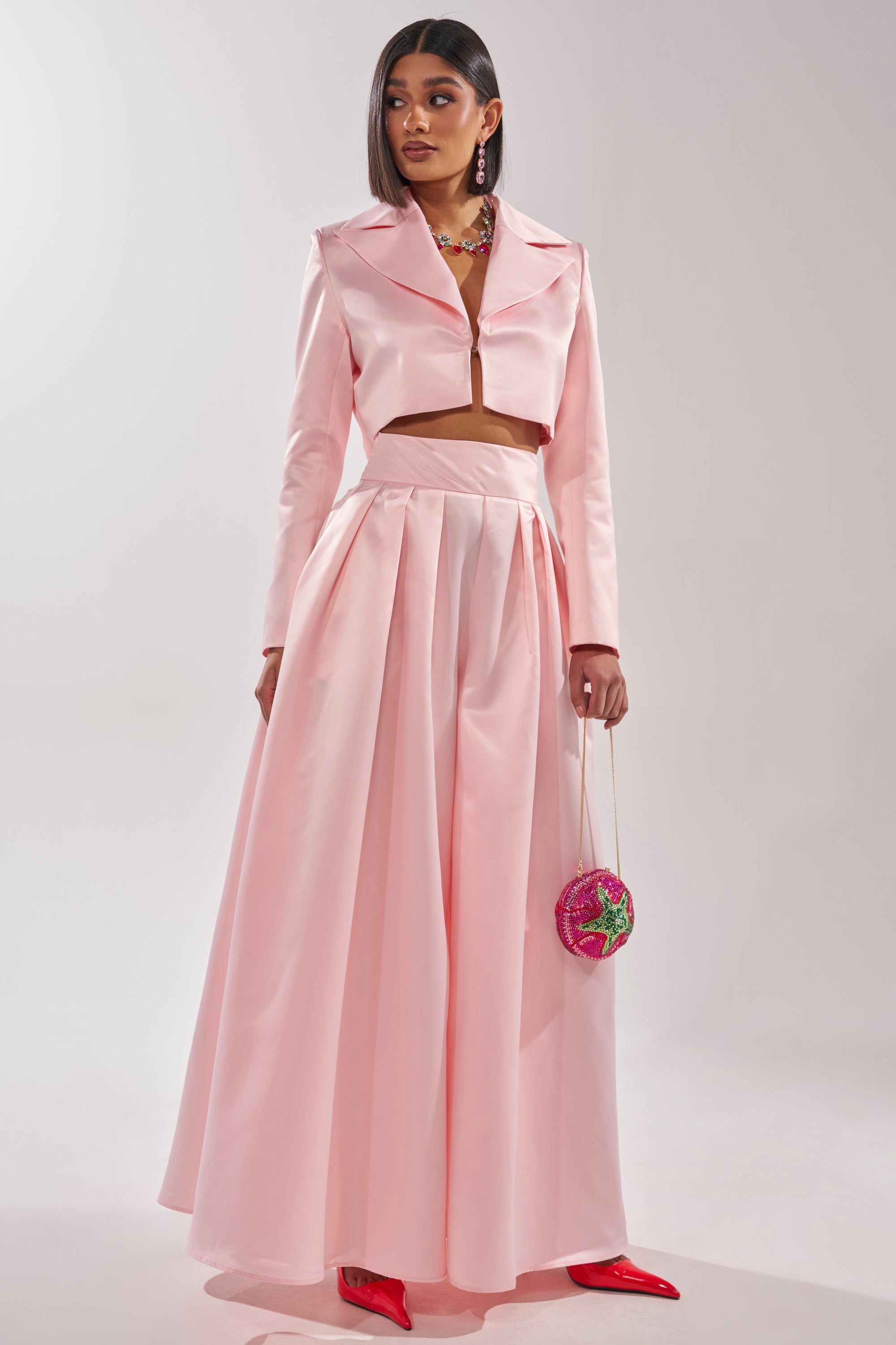 LILA SATIN WIDE LEG PANT