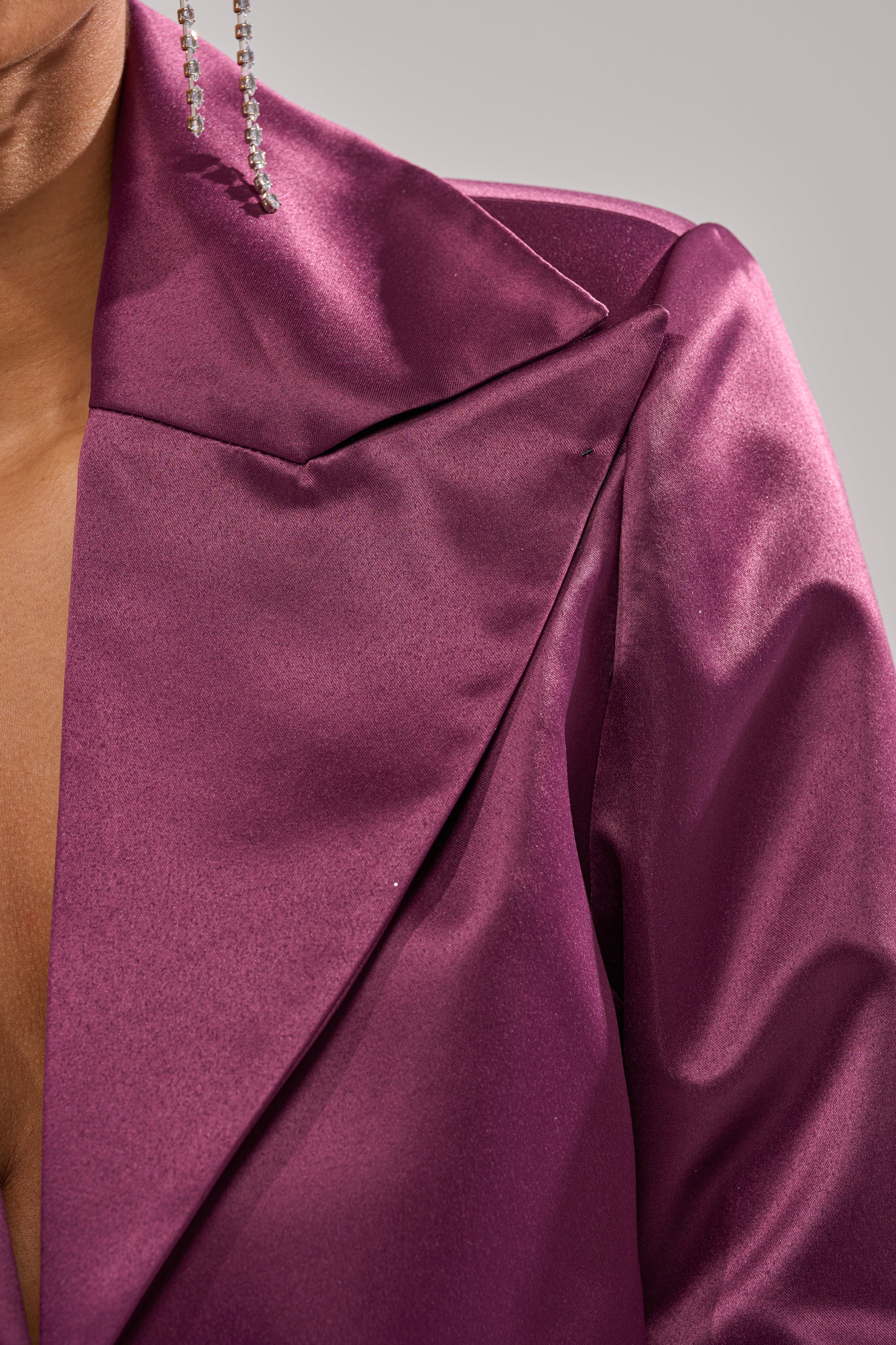 ON AND ON CROPPED SATIN BLAZER