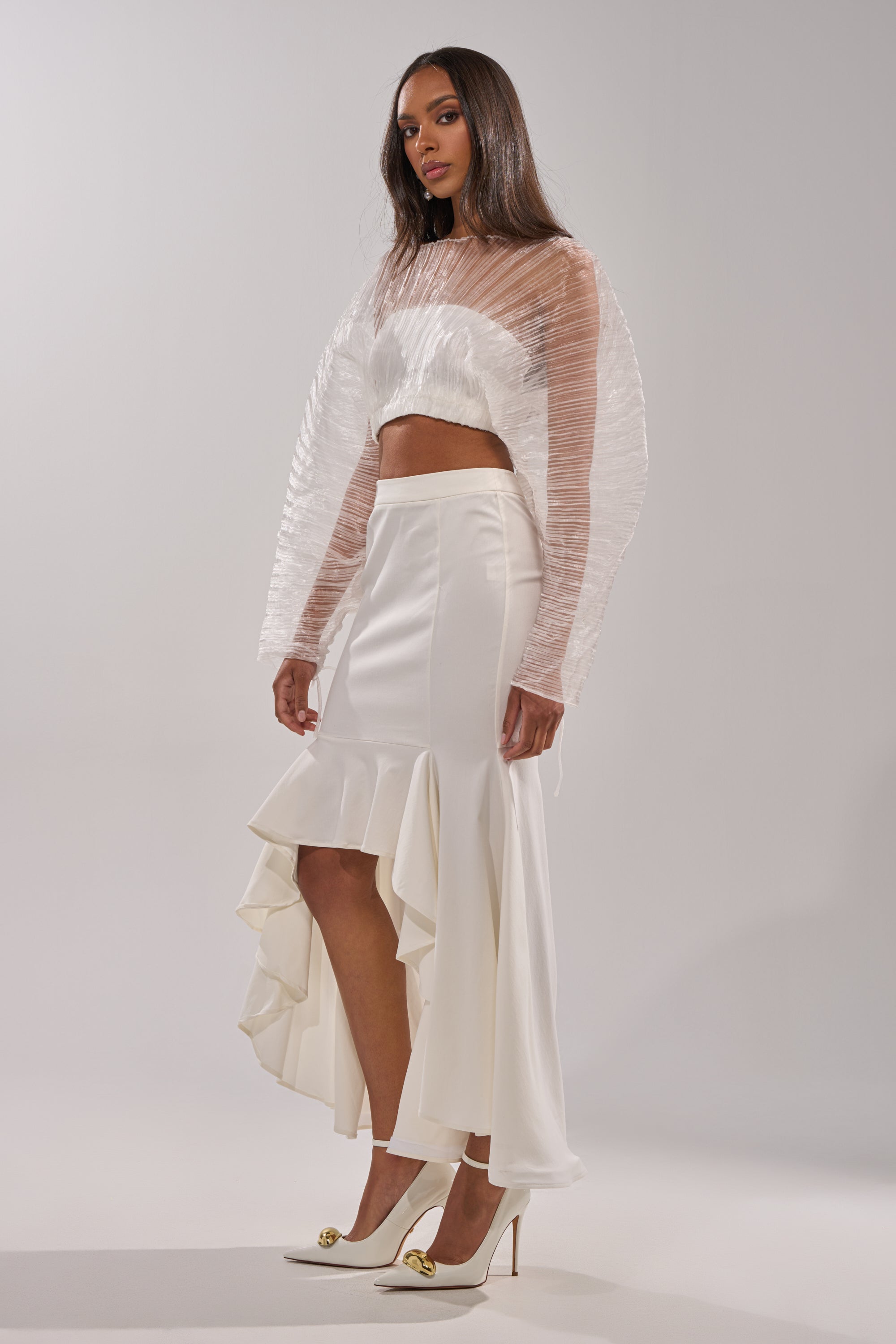 LEMON SATIN MAXI SKIRT