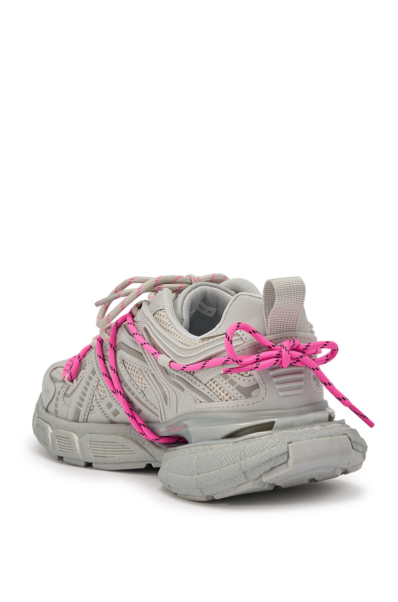 AZALEA WANG SATINE GREY LACE UP SNEAKER
