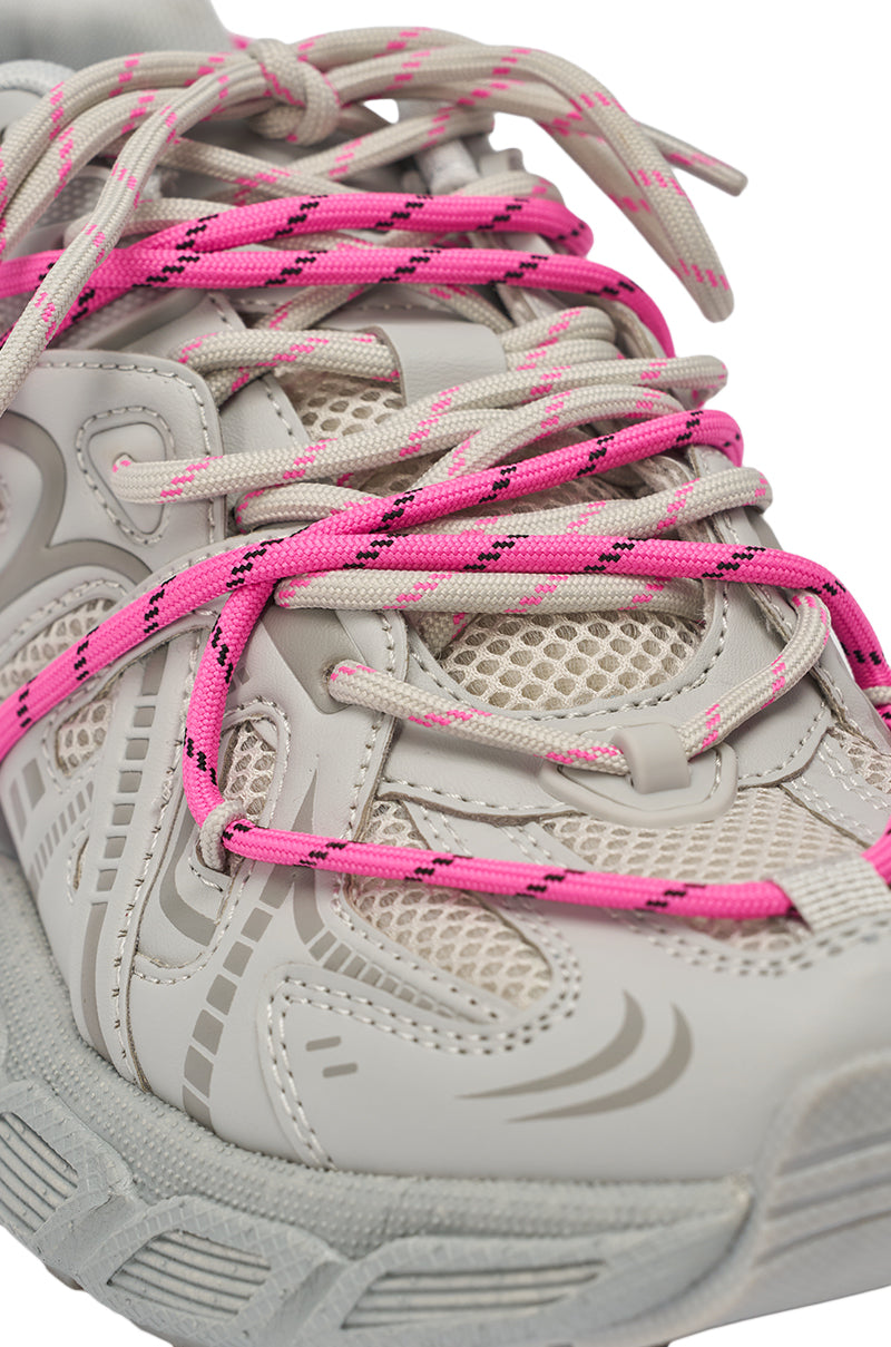AZALEA WANG SATINE GREY LACE UP SNEAKER