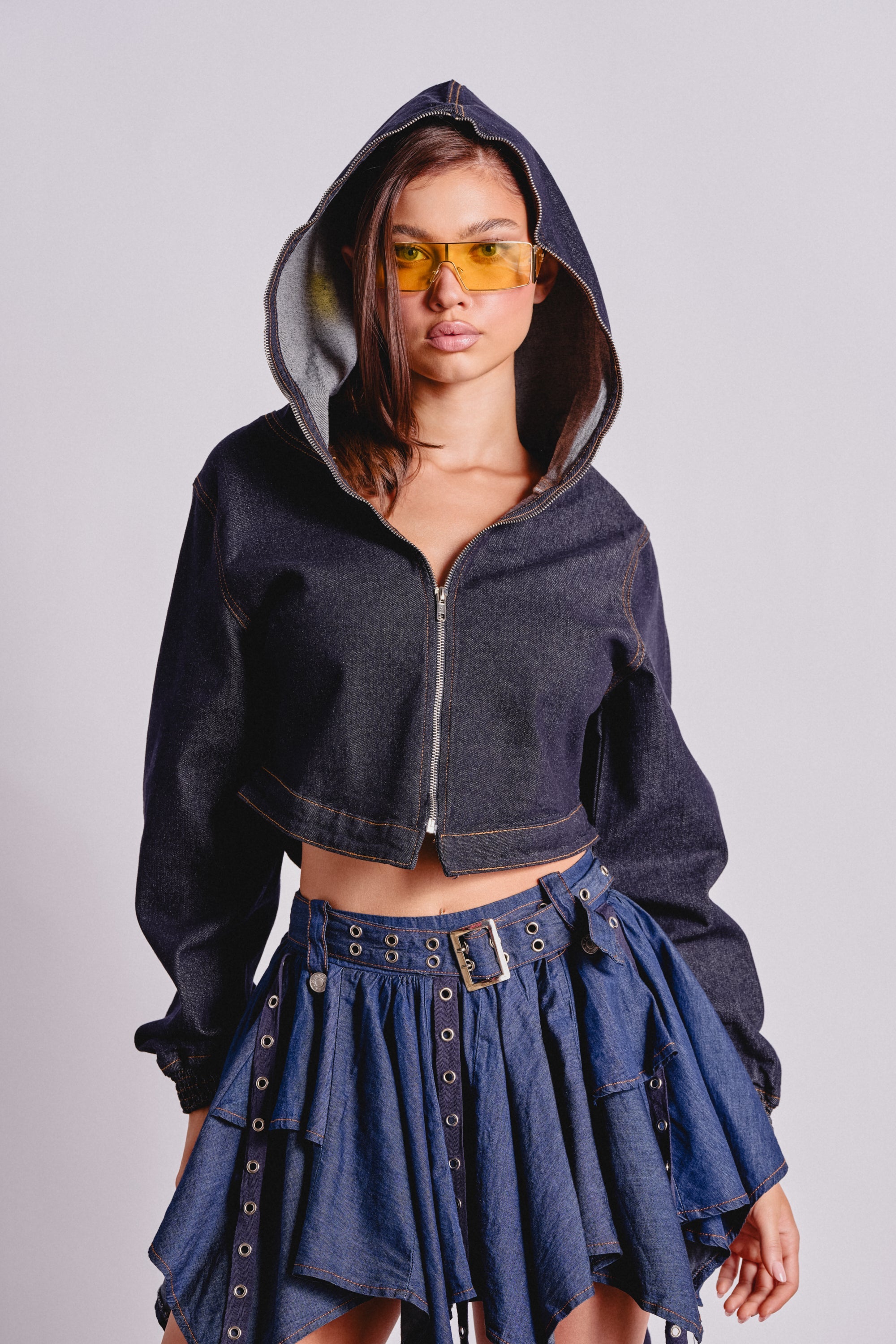BEAM ME UP HOODED DENIM JACKET