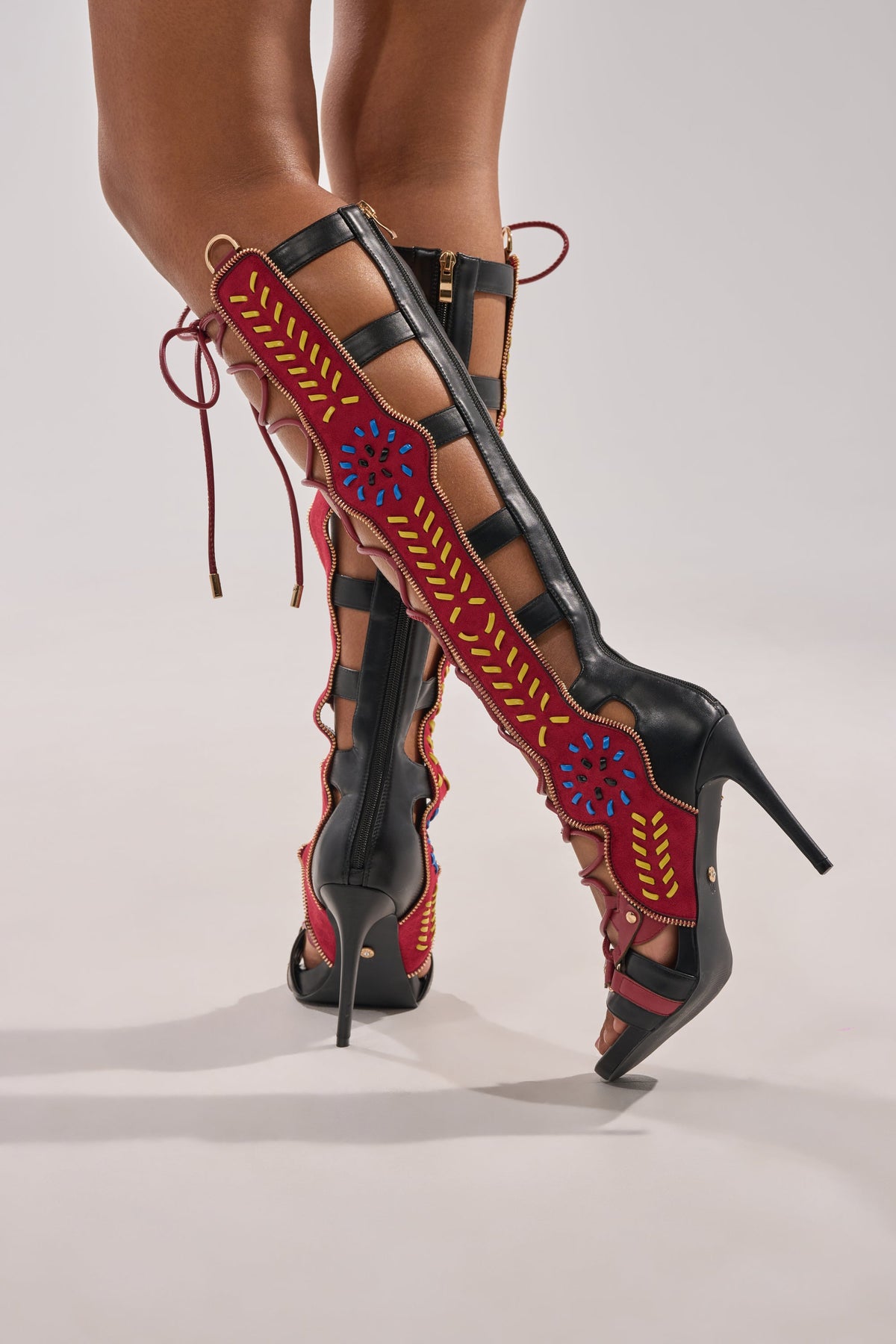AZALEA WANG SHAI BLACK MULTI GLADIATOR SANDAL