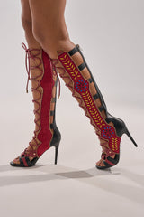 AZALEA WANG SHAI BLACK MULTI GLADIATOR SANDAL