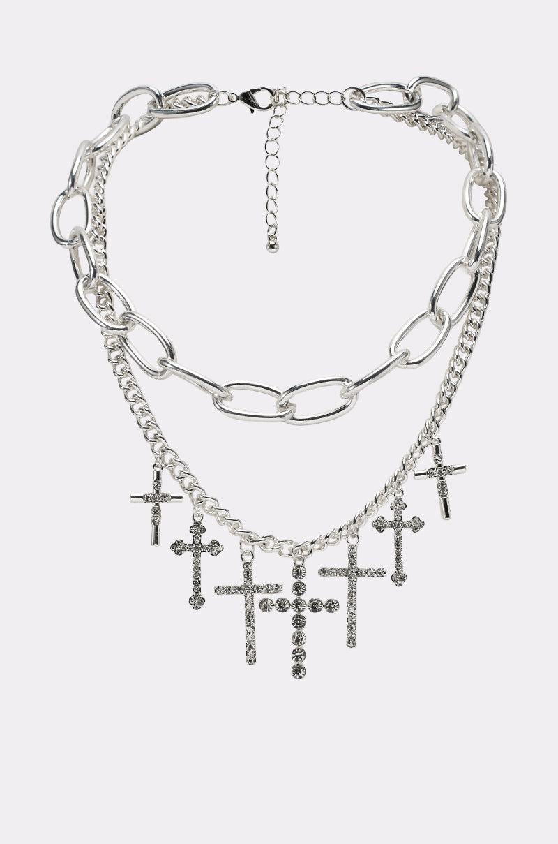 CROSS MY HEART SILVER NECKLACE