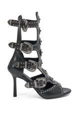 AKIRA GOLD SOLVEIG BLACK EMBELLISHED WESTERN STILETTO SANDAL