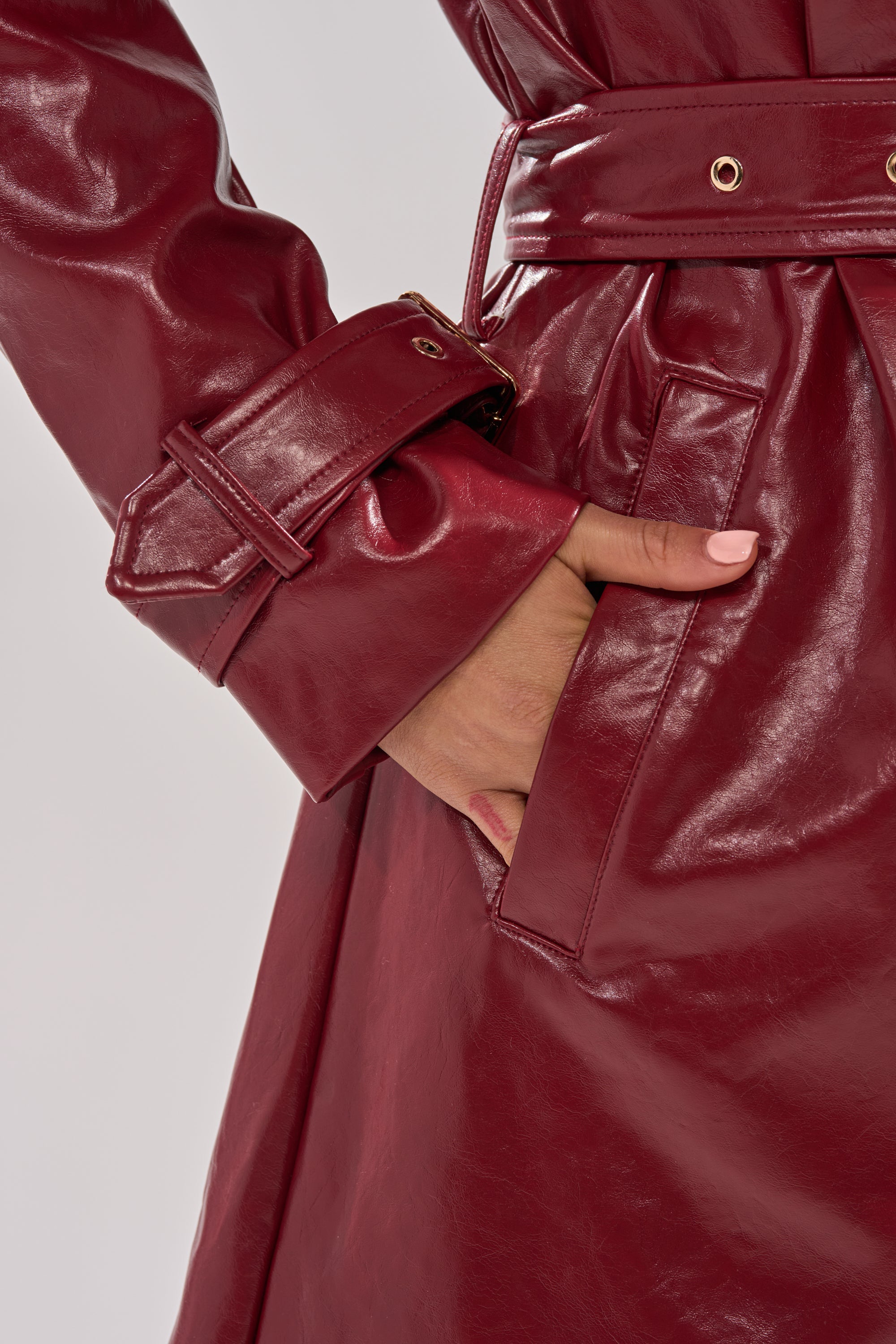 LADY DANGER FAUX LEATHER TRENCH