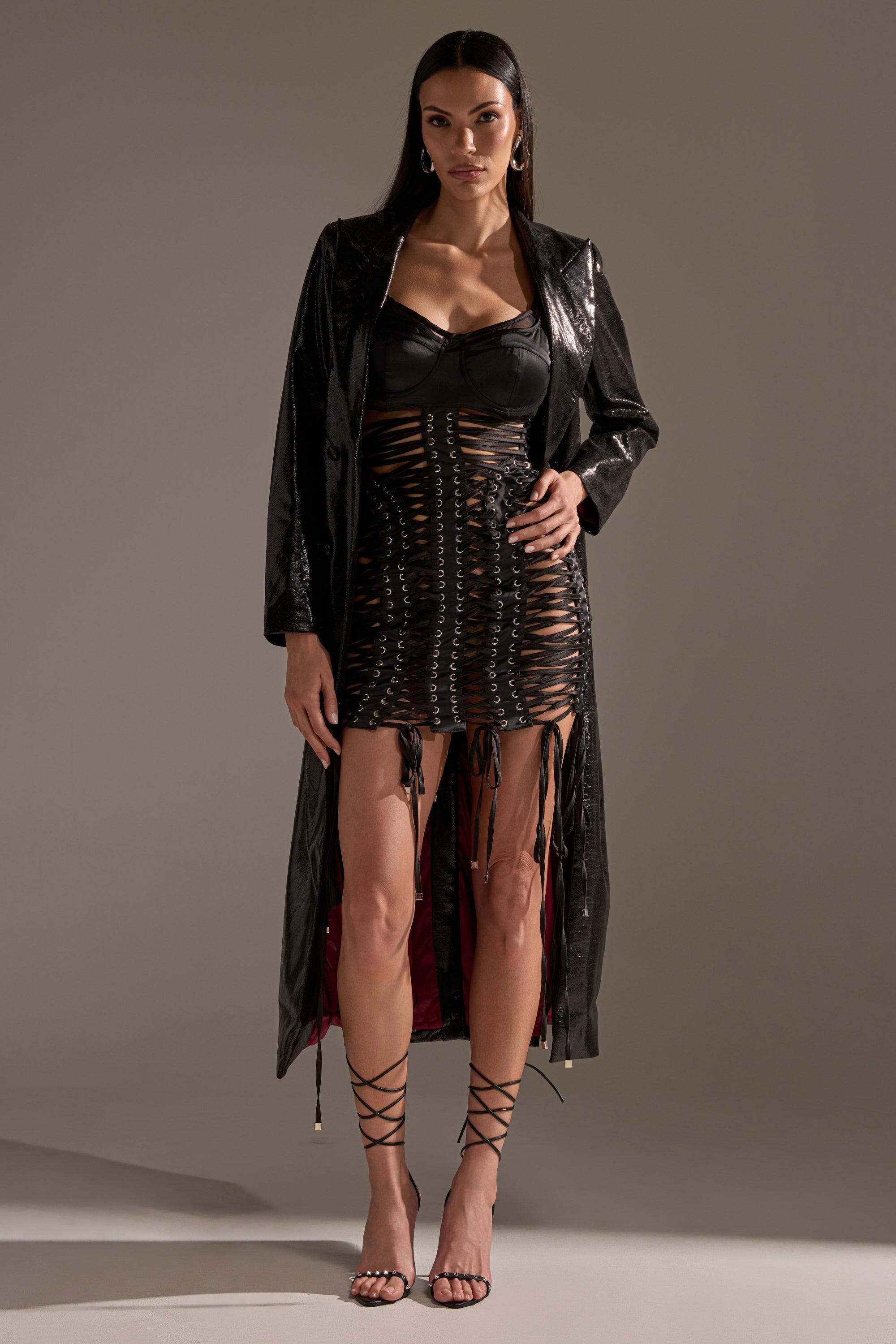 ACQUIRED TASTE FAUX LEATHER TRENCH