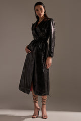ACQUIRED TASTE FAUX LEATHER TRENCH