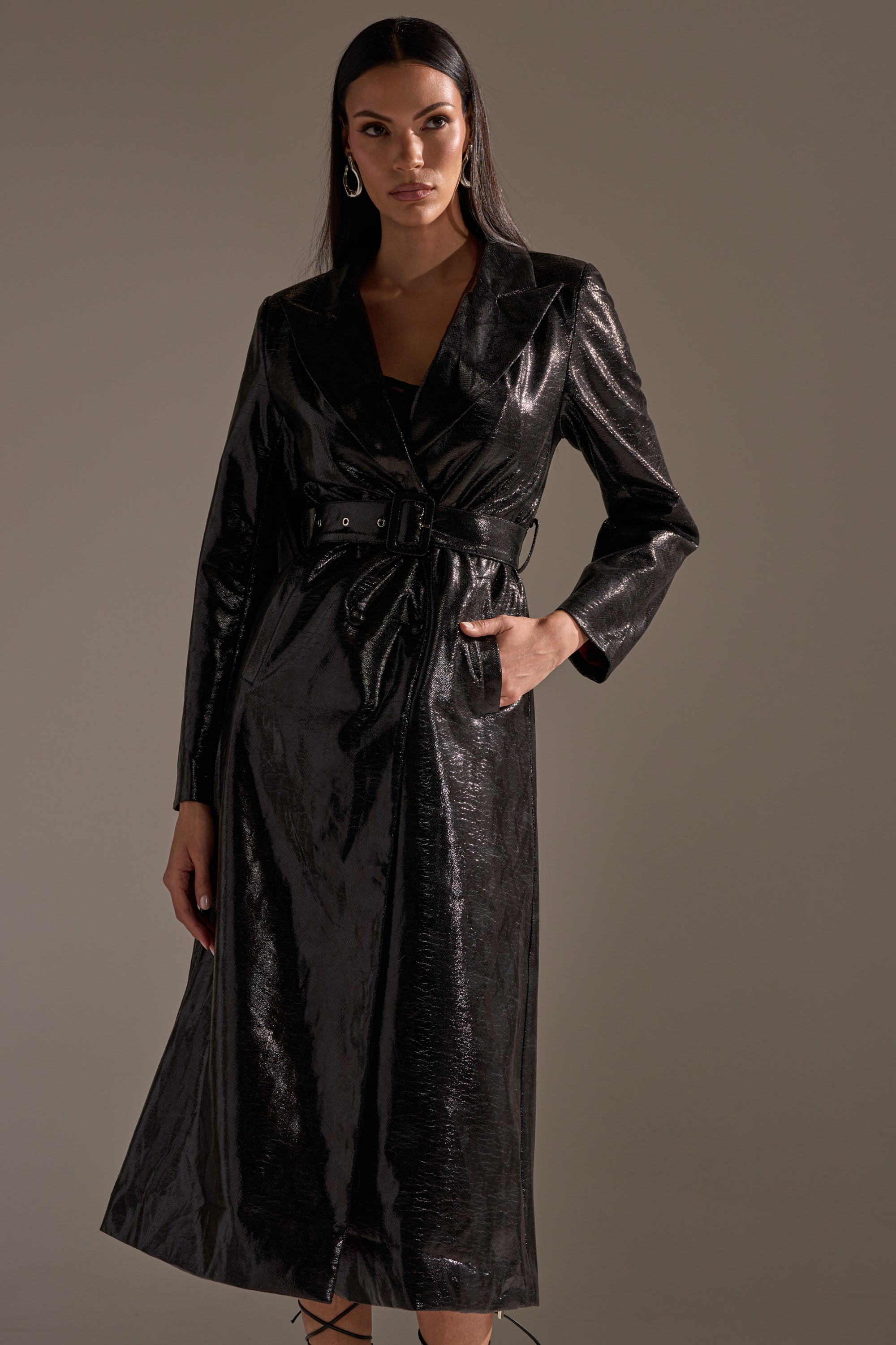 ACQUIRED TASTE FAUX LEATHER TRENCH