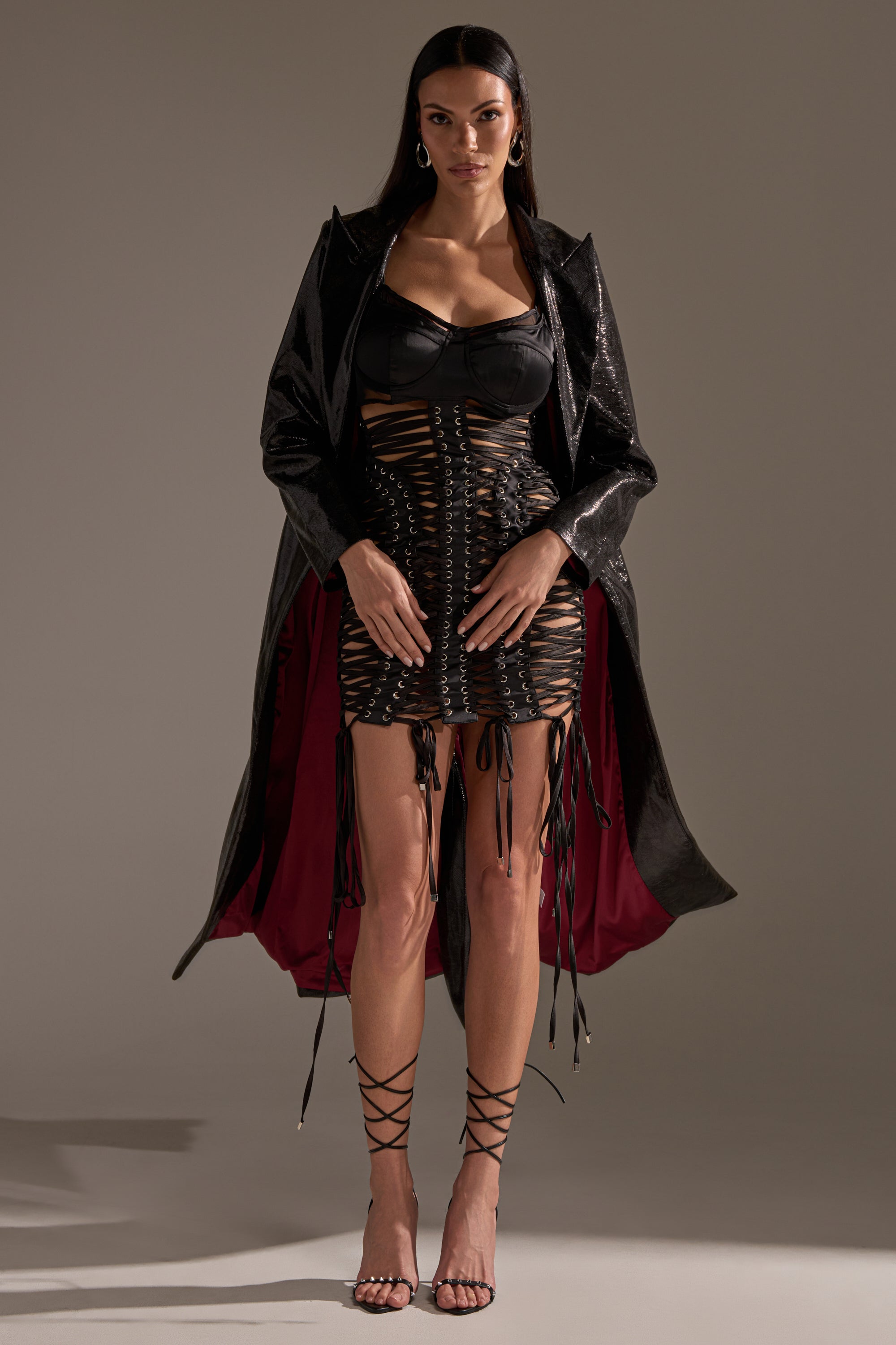 ACQUIRED TASTE FAUX LEATHER TRENCH