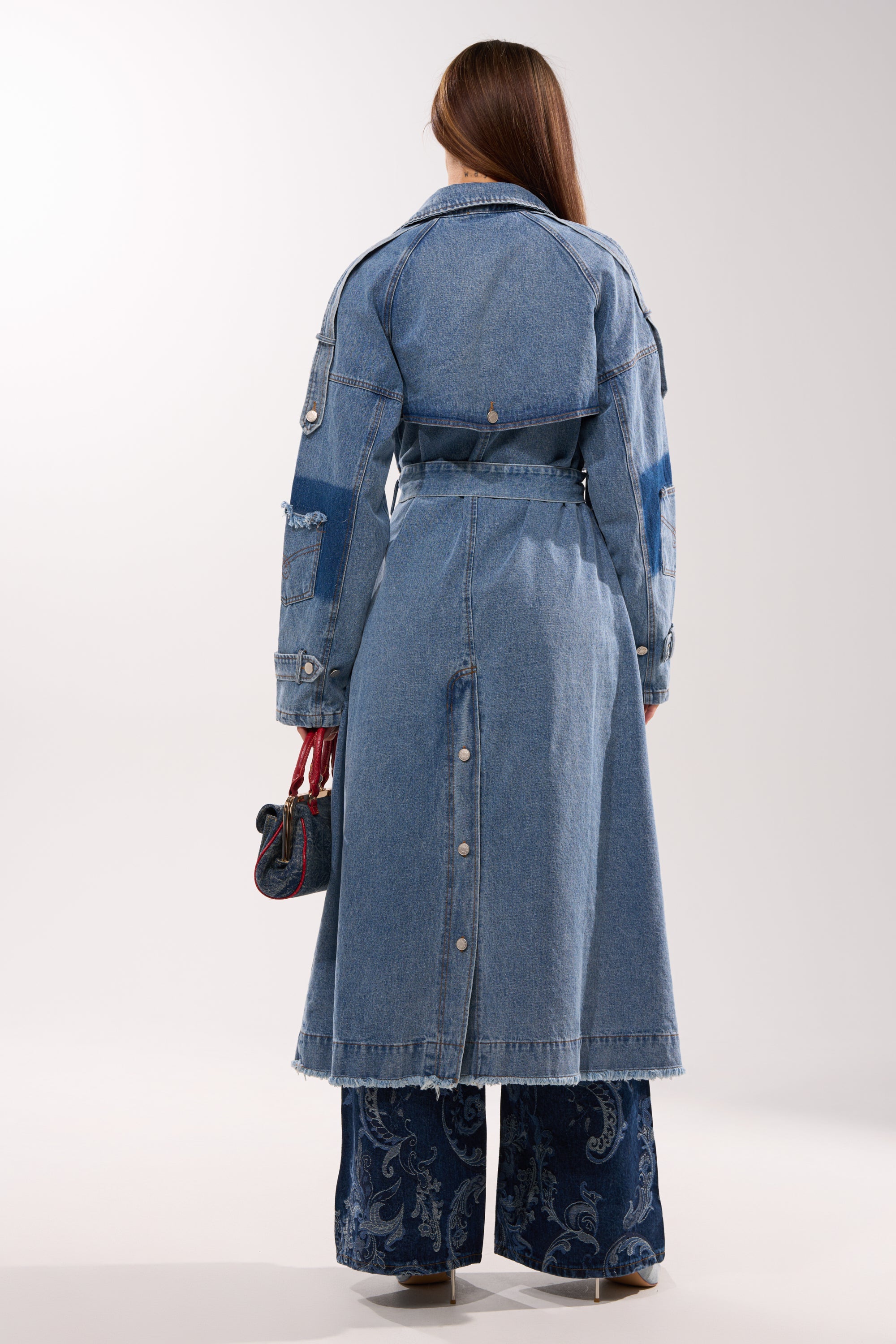 RILEY PATCHWORK DENIM TRENCH