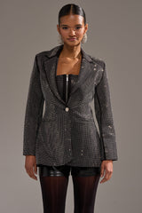 MORE CHAMPAGNE PLEASE BACKLESS RHINESTONE BLAZER