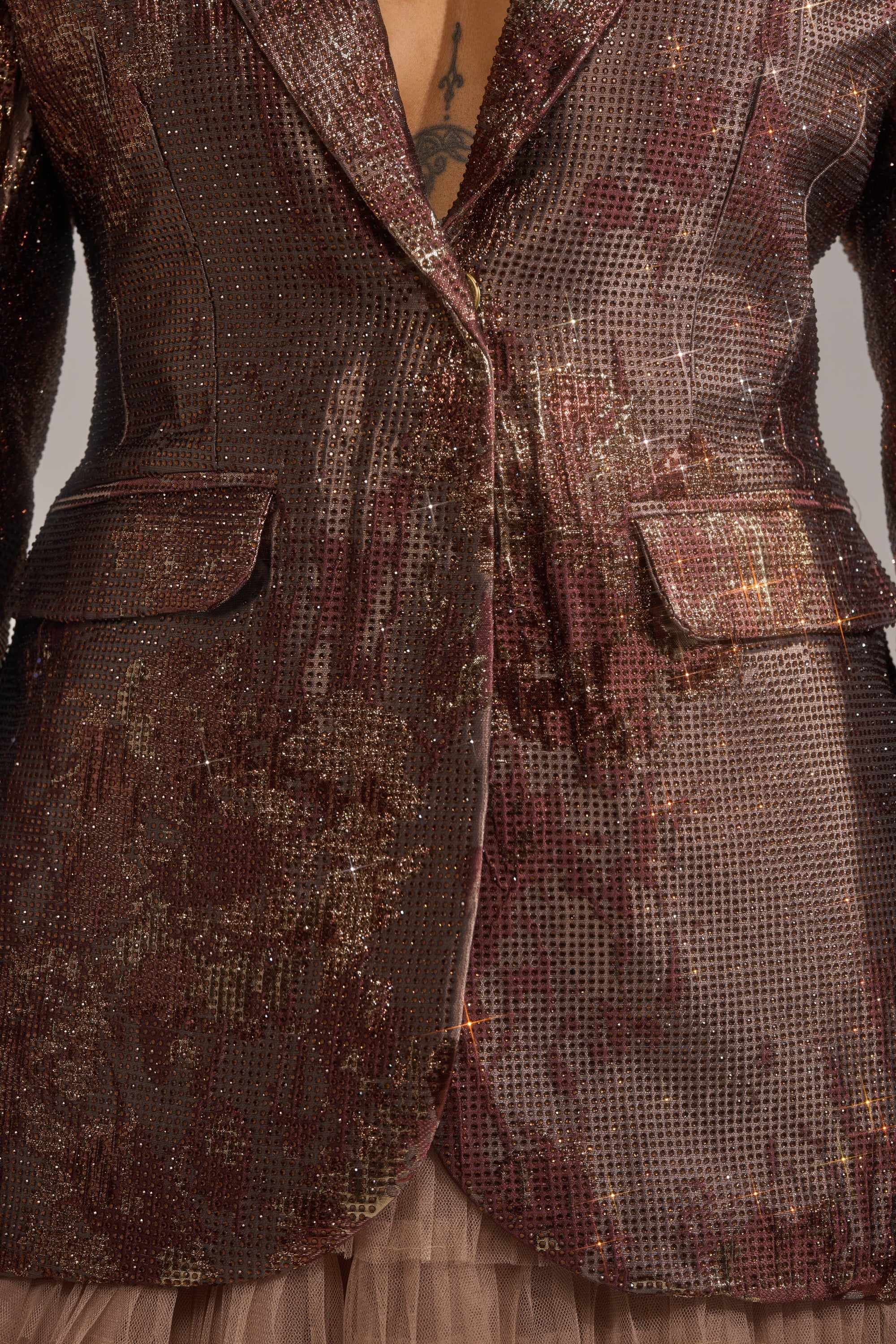 CELESTE EMBELLISHED BROCADE BLAZER