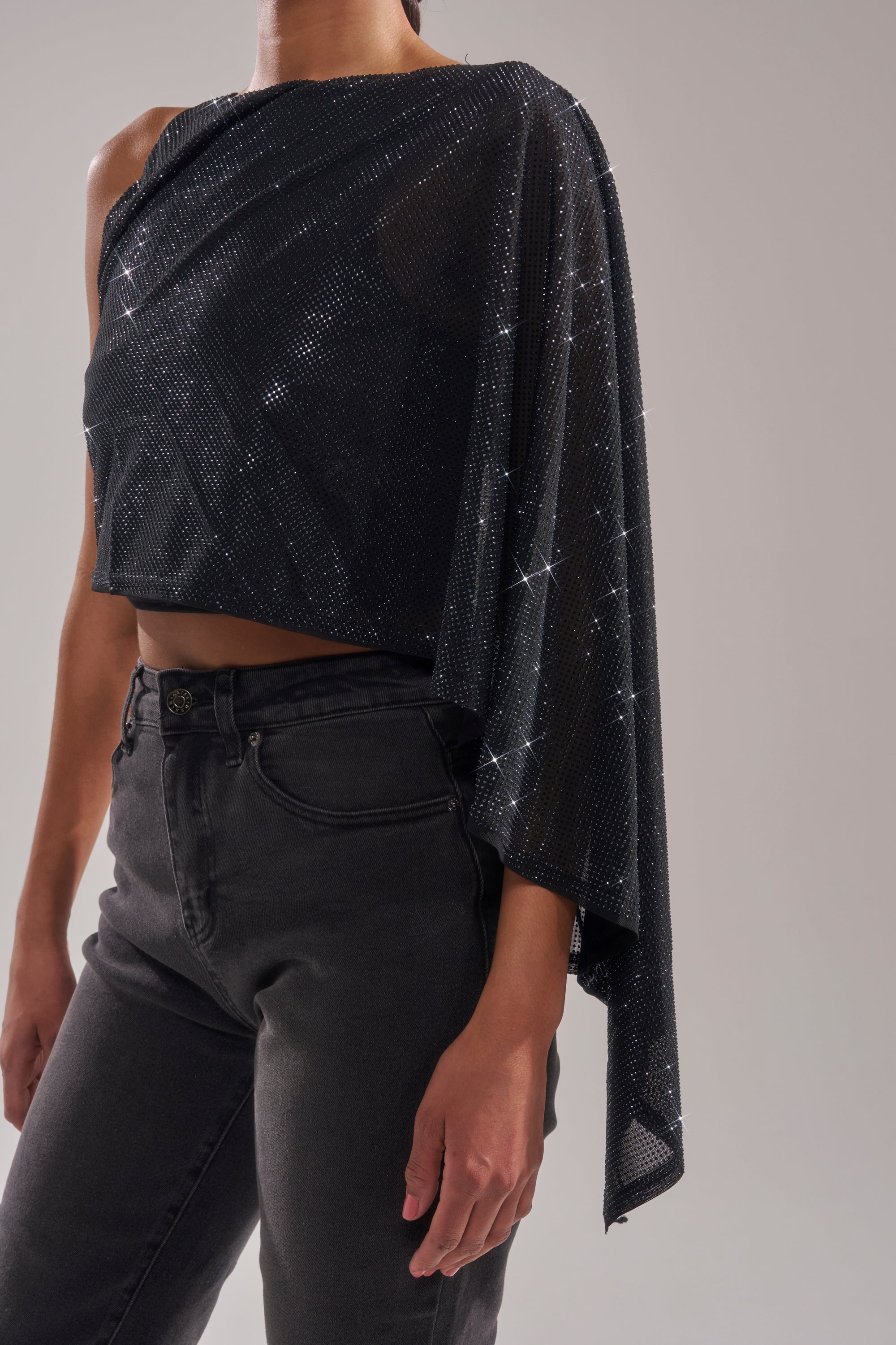 TOO HOT FOR YOU RHINESTONE MESH TOP