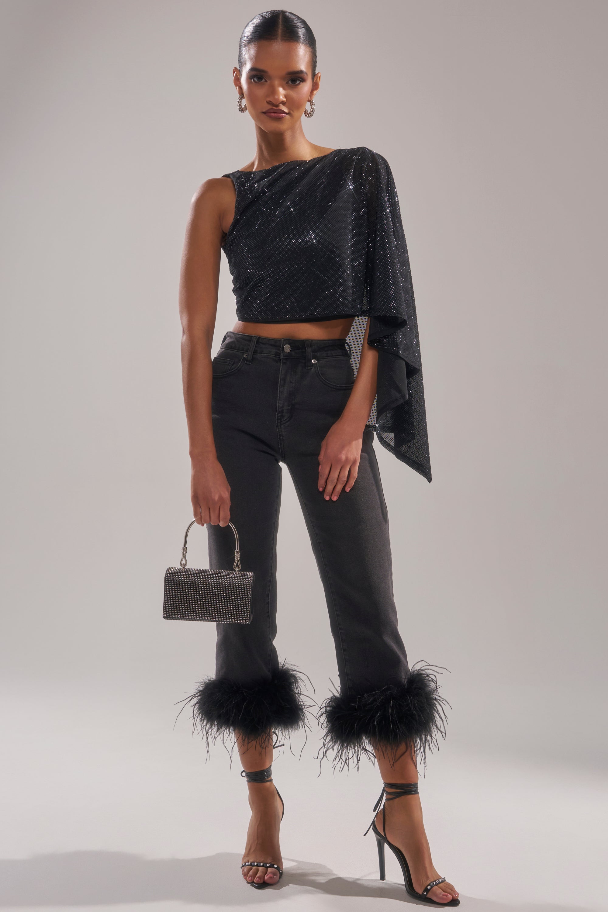 TOO HOT FOR YOU RHINESTONE MESH TOP