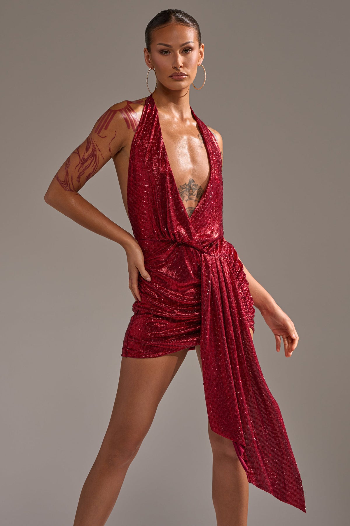 DREAM GIRL RHINESTONE DRESS IN RED