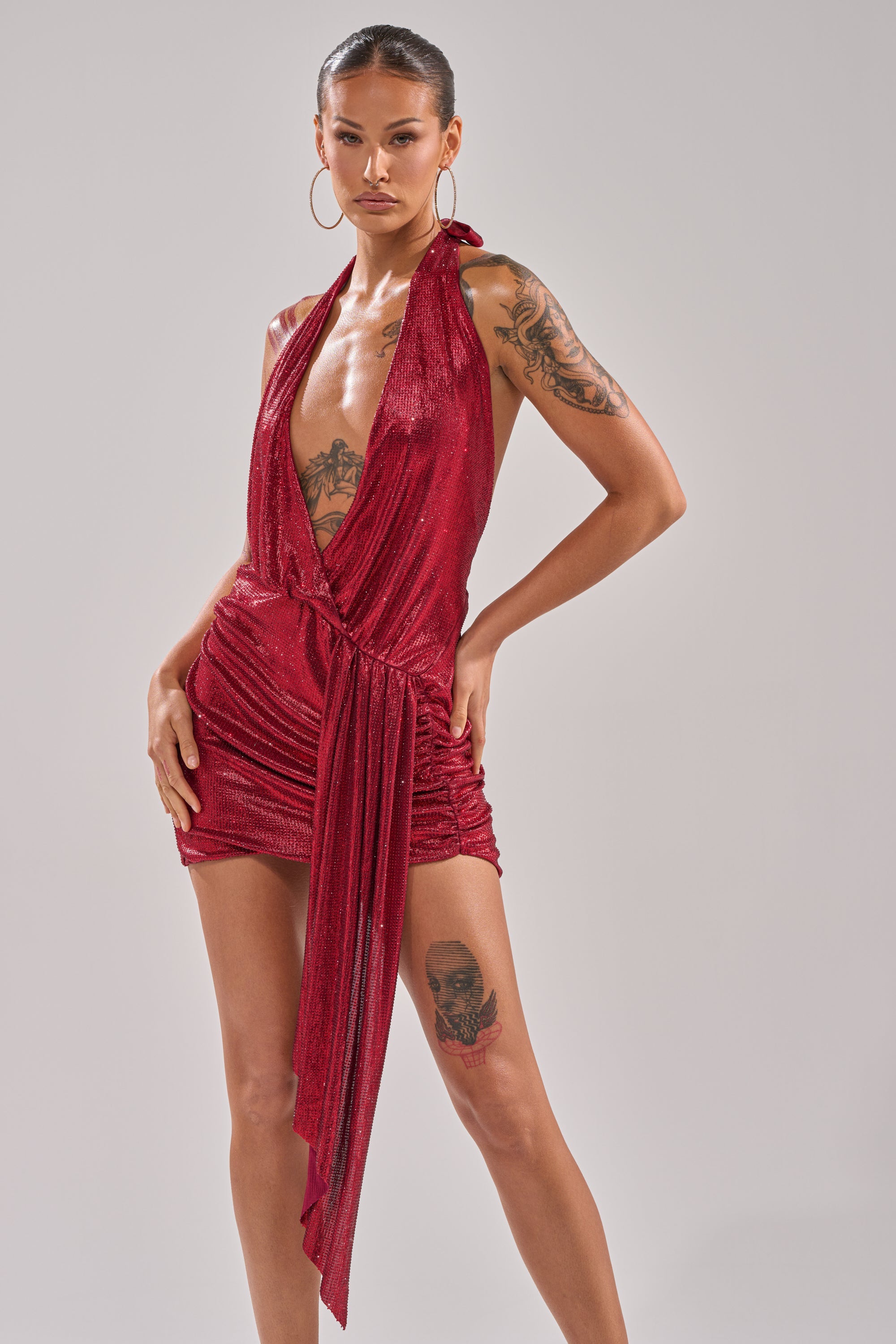 DREAM GIRL RHINESTONE DRESS IN RED