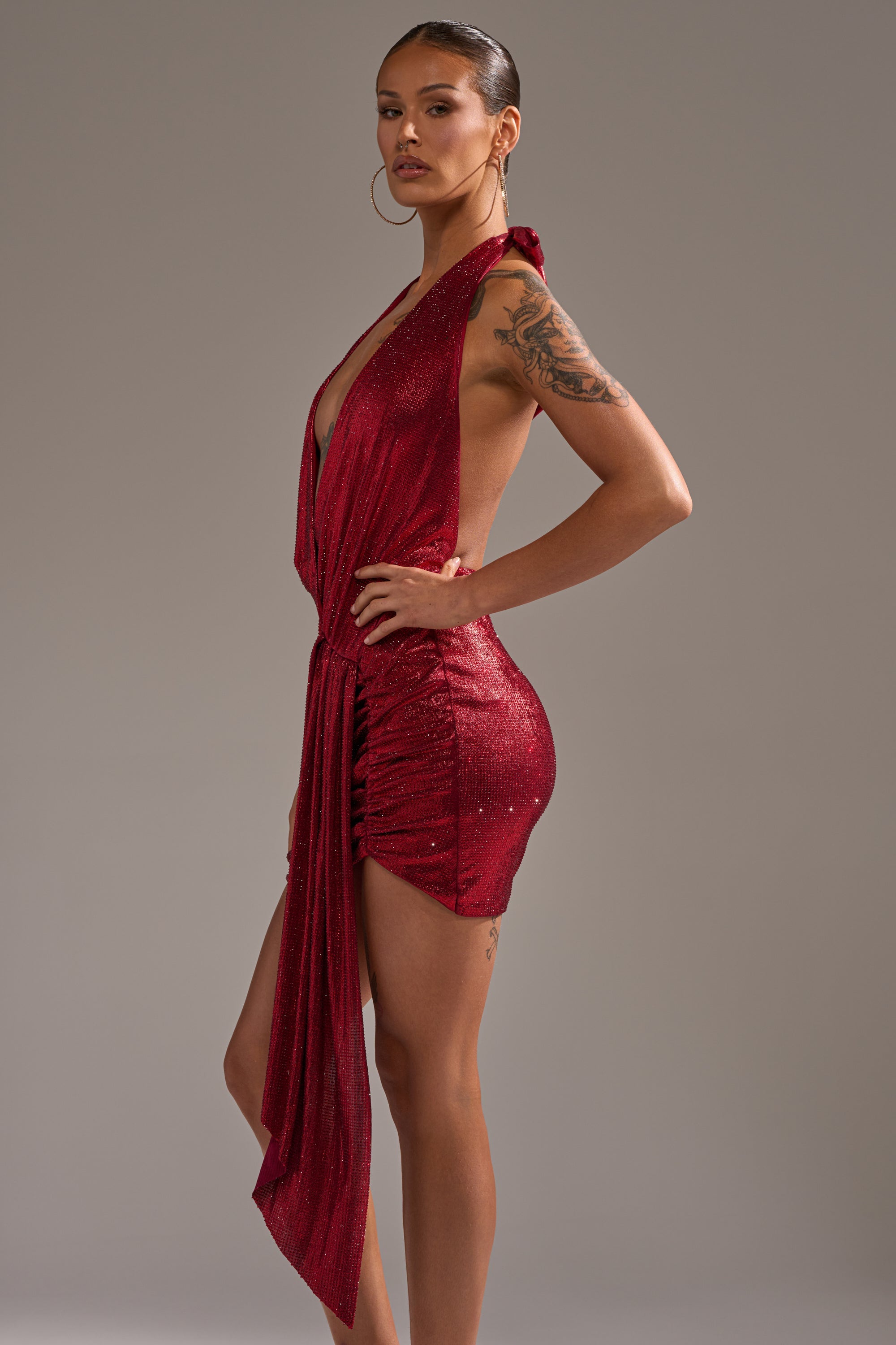 DREAM GIRL RHINESTONE DRESS IN RED