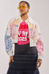 BEEN AROUND THE BLOCK EMBROIDERED BOMBER